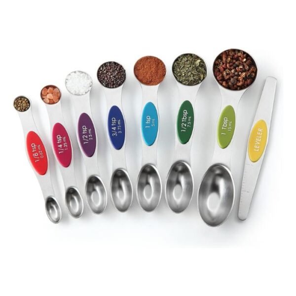 Multicolor Stainless Steel Magnetic Spoons Set of 8
